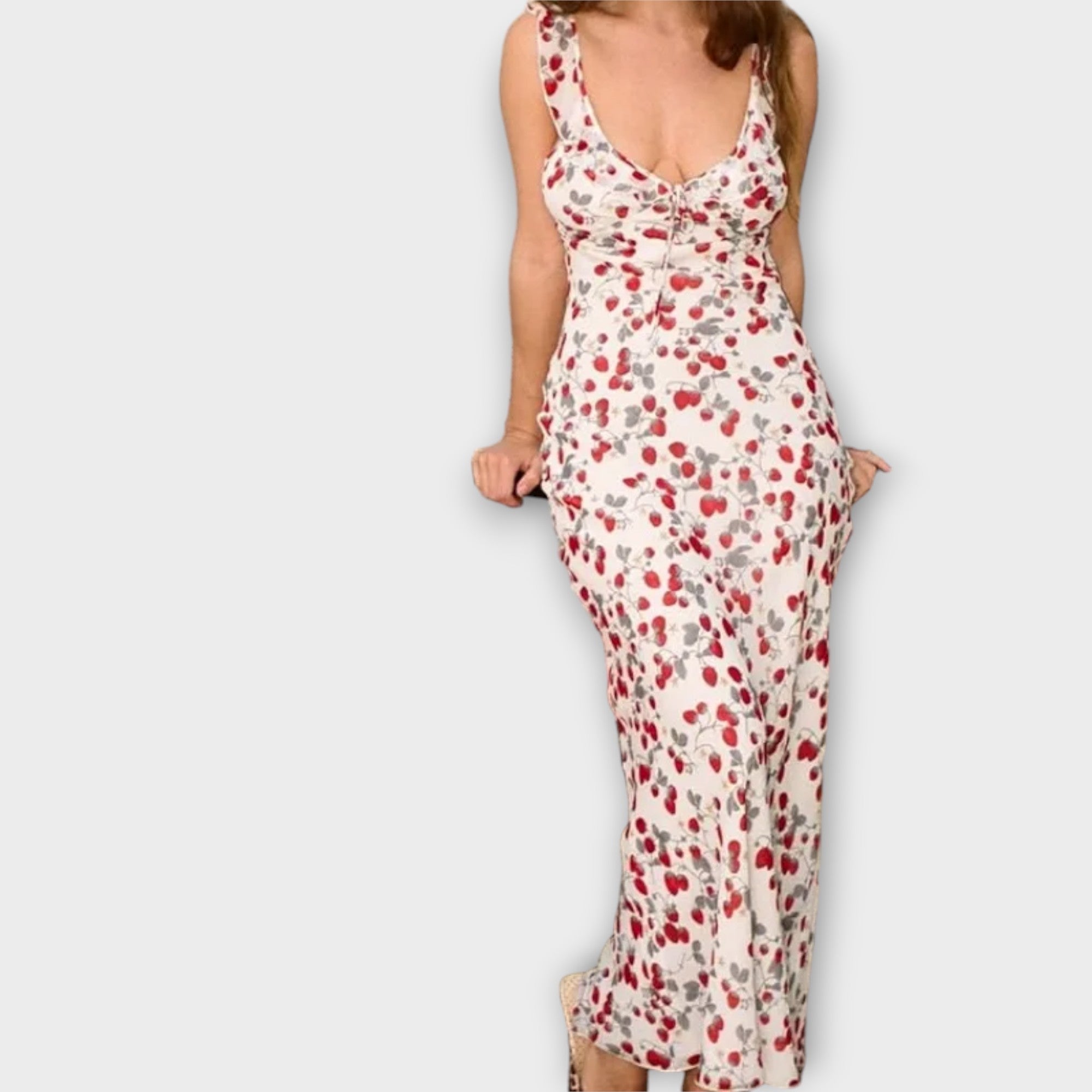 Model floral criptografic Maxi rochie