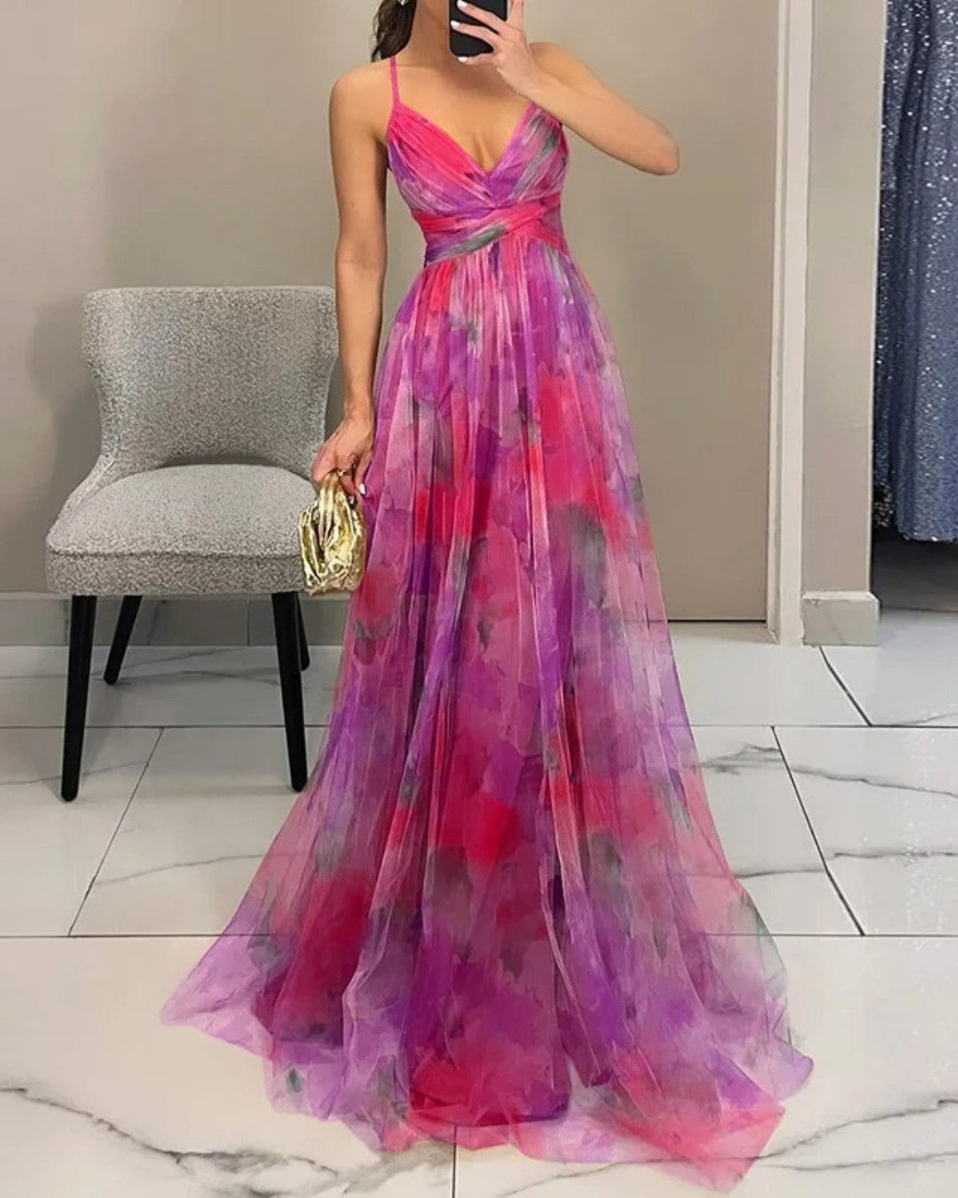 Éléonore | Rochie Lungă Fluidă cu Flori