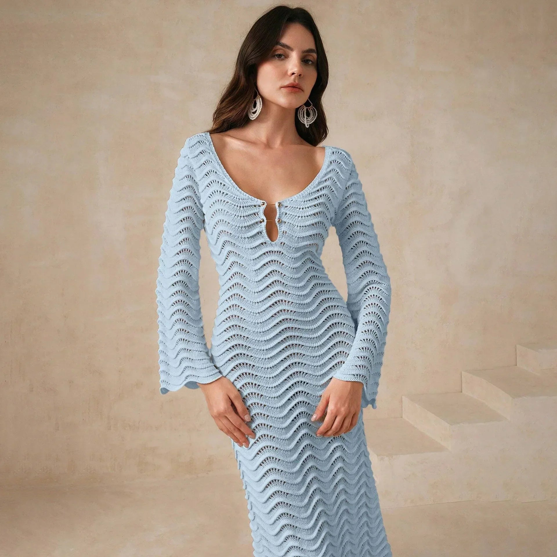 Rochie Alessia Tricotată Deschis