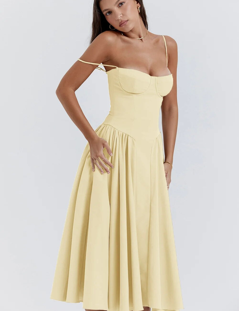 Sigrid | Rochie bustier fără mâneci, lungime midi