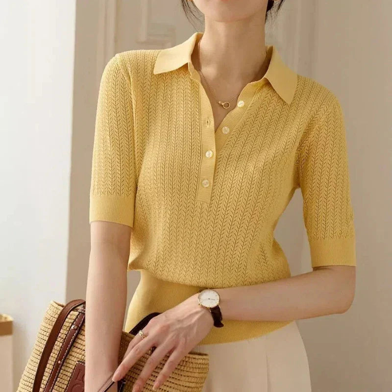 Bluză Polo din Tricot Fin Amy