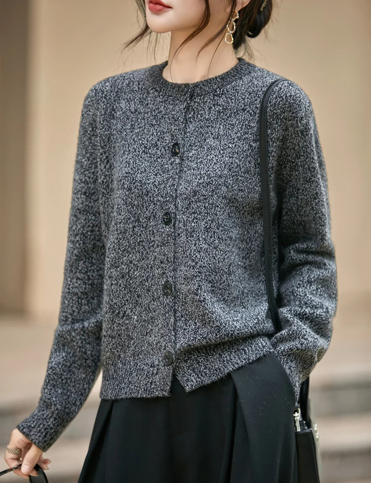 Cardigan din lână cu amestec de alpaca, tricotat gros