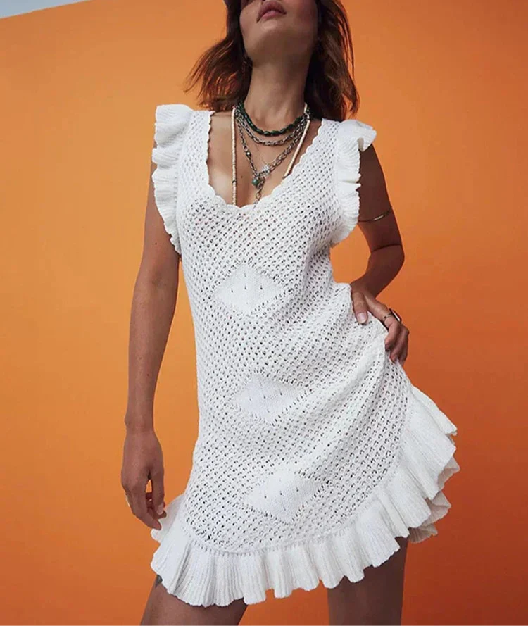 Rochie Mini Plajă Croșetată Maribelle