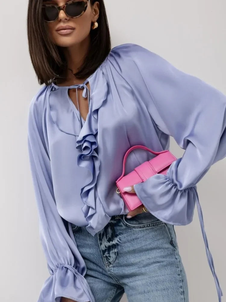 Bluză Liora Satin cu Volane