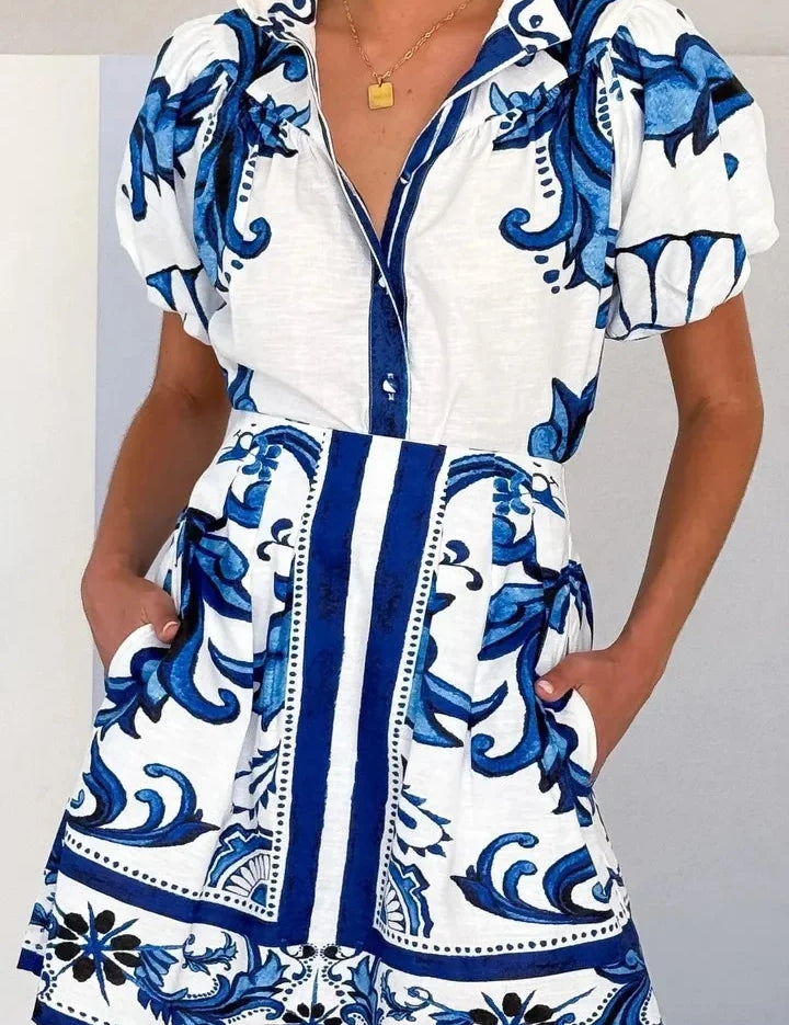 Rochie florală din in Kelsey, două piese