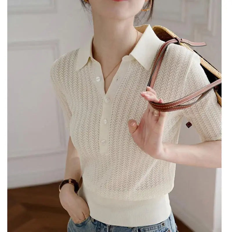 Bluză Polo din Tricot Fin Amy