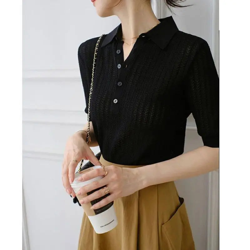 Bluză Polo din Tricot Fin Amy