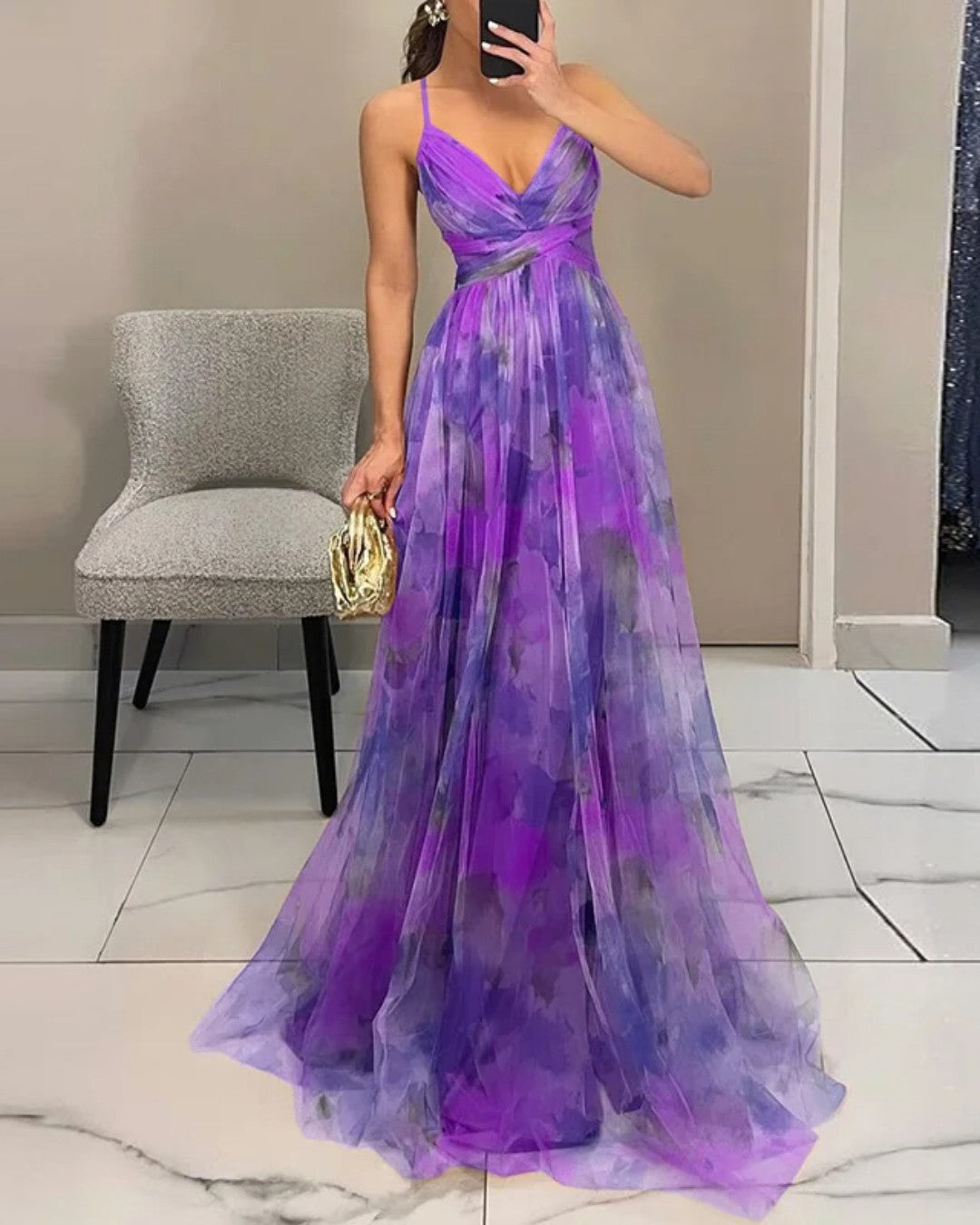Éléonore | Rochie Lungă Fluidă cu Flori