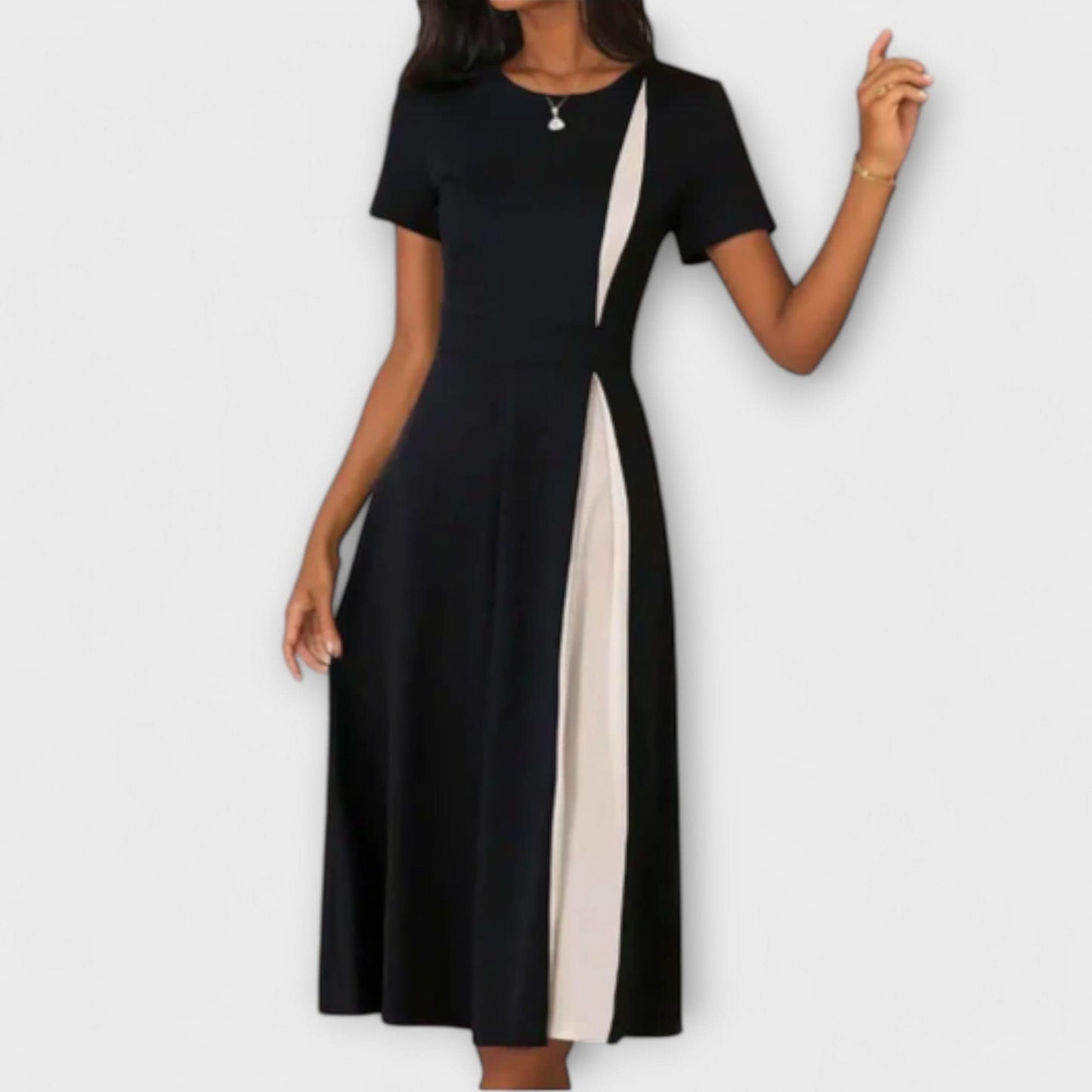 Rochie Midi Alb-Negru