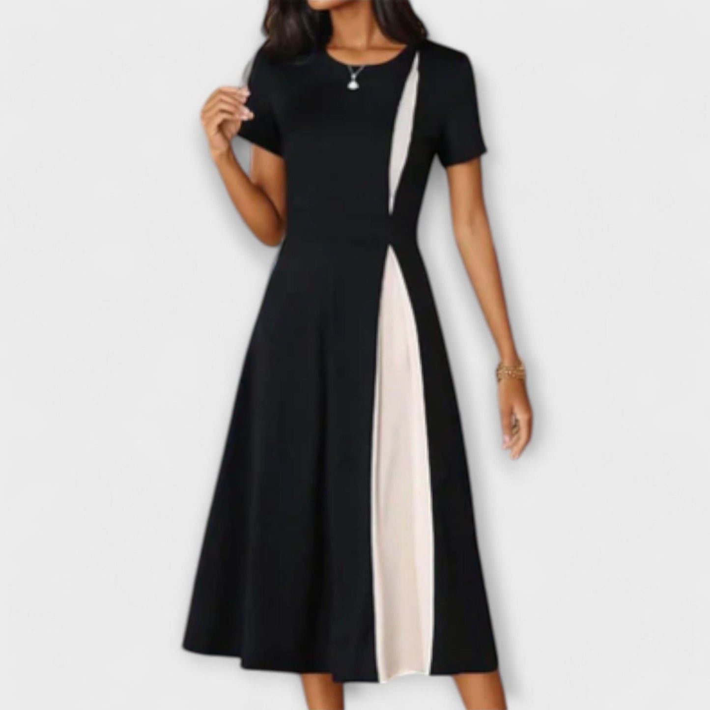 Rochie Midi Alb-Negru