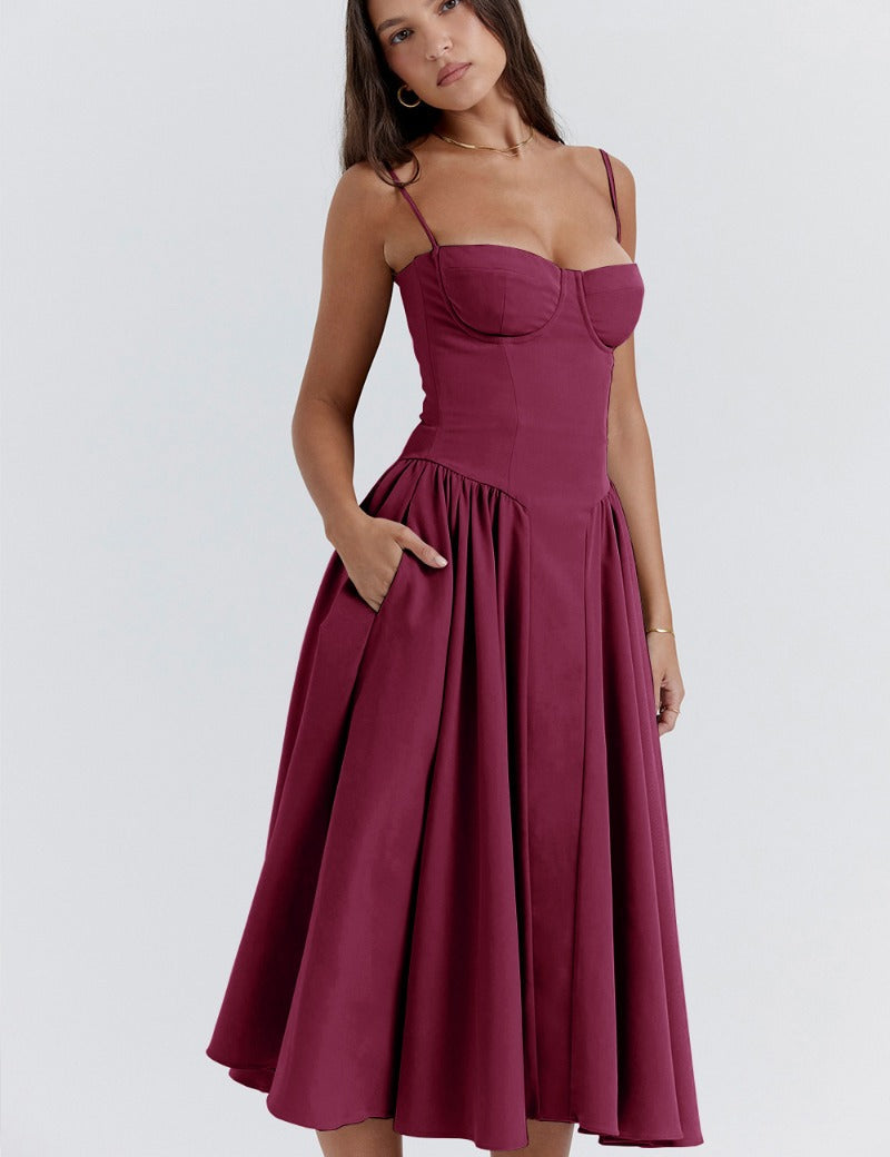 Sigrid | Rochie bustier fără mâneci, lungime midi