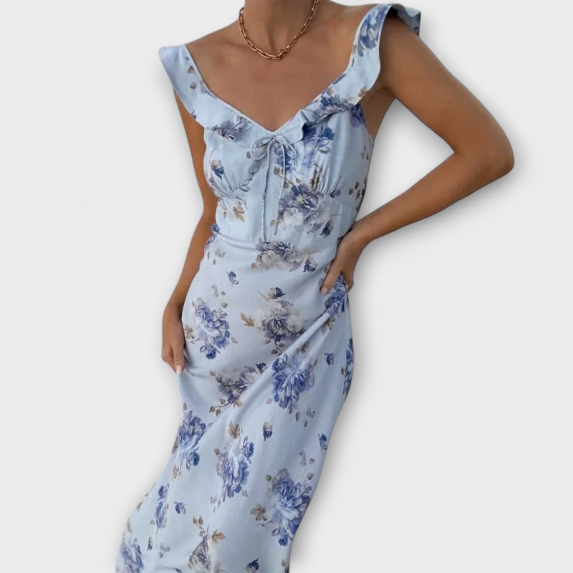 Model floral criptografic Maxi rochie