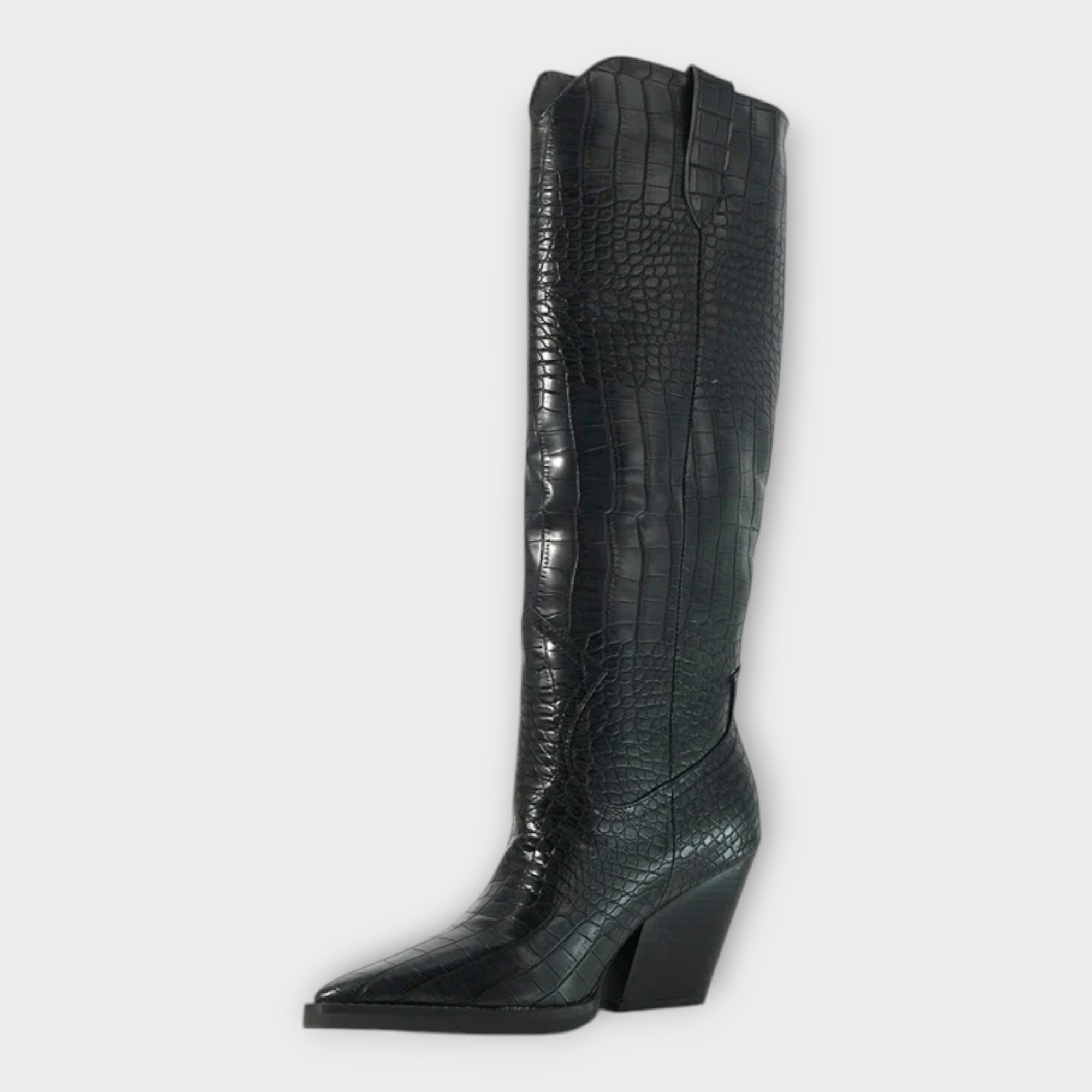 Botine cu model de crocodil și toc elegant