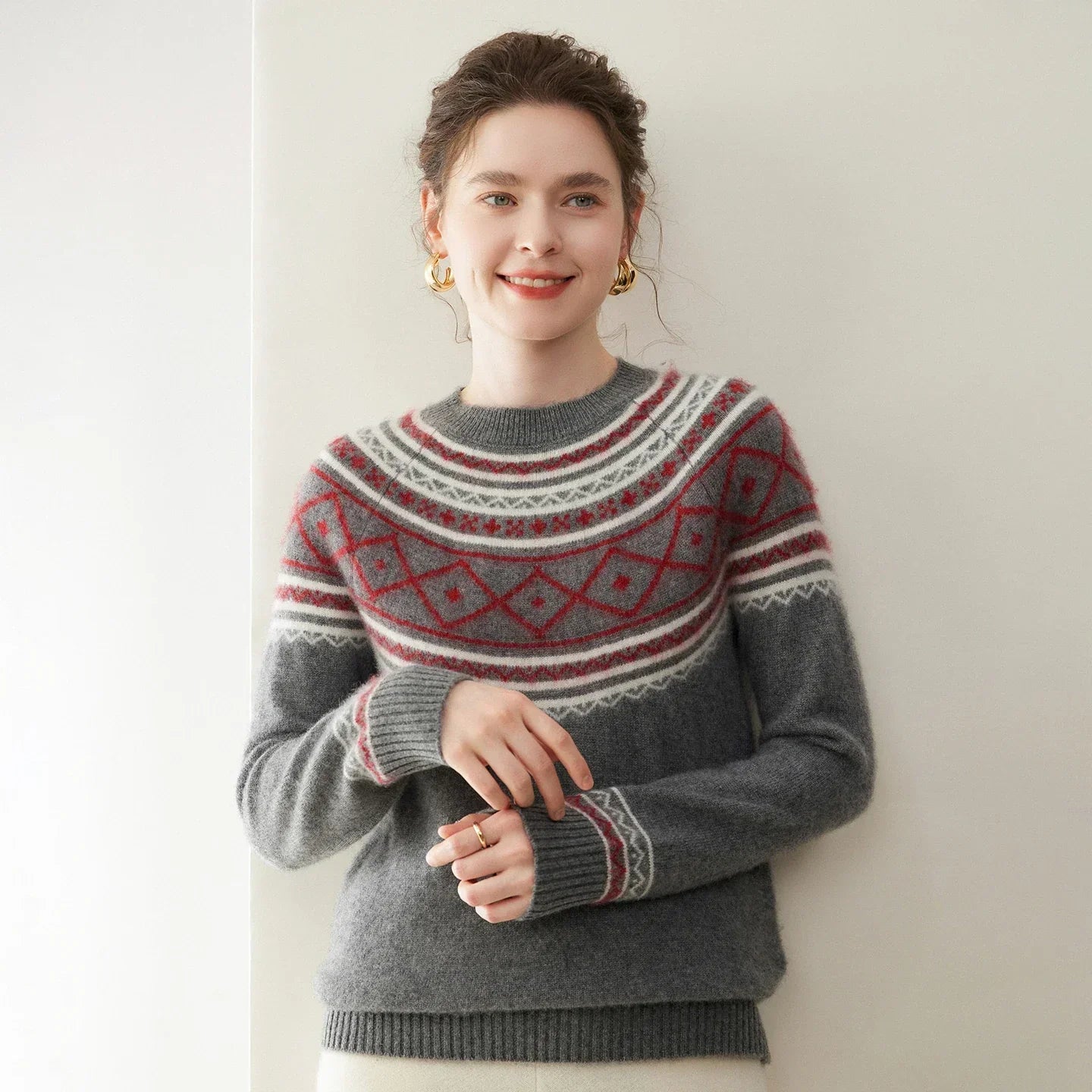 Pulover din cașmir Jacquard Norvale Alpine