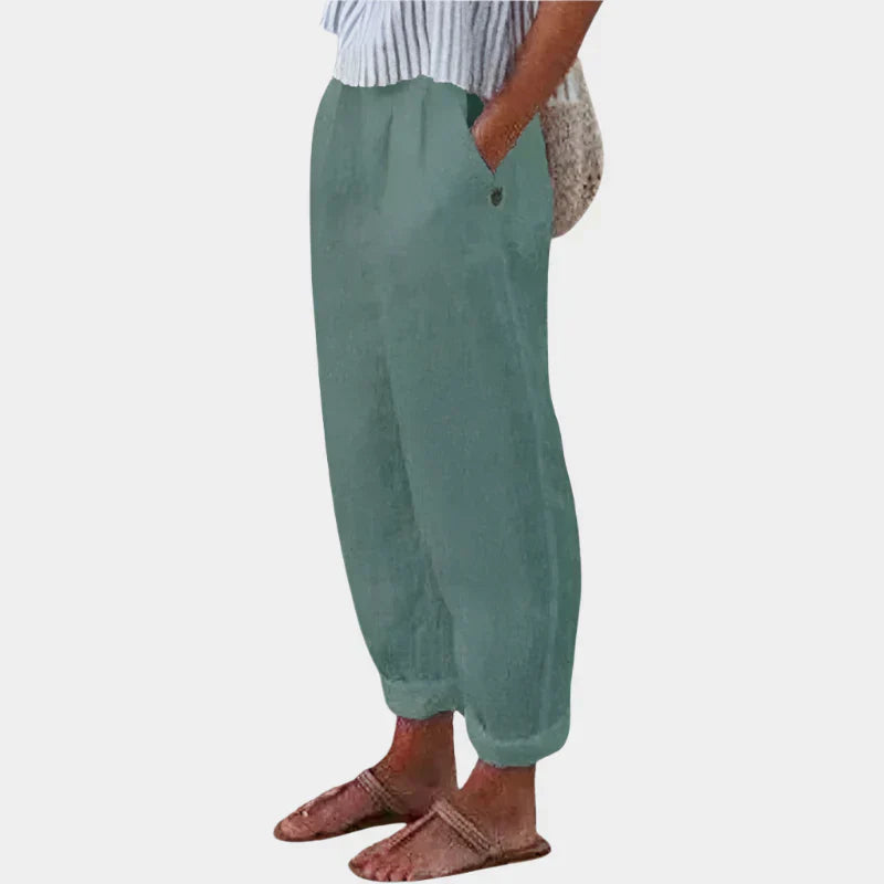 Pantaloni Eleganți din In Anna cu Buzunare Ultra-Ușori