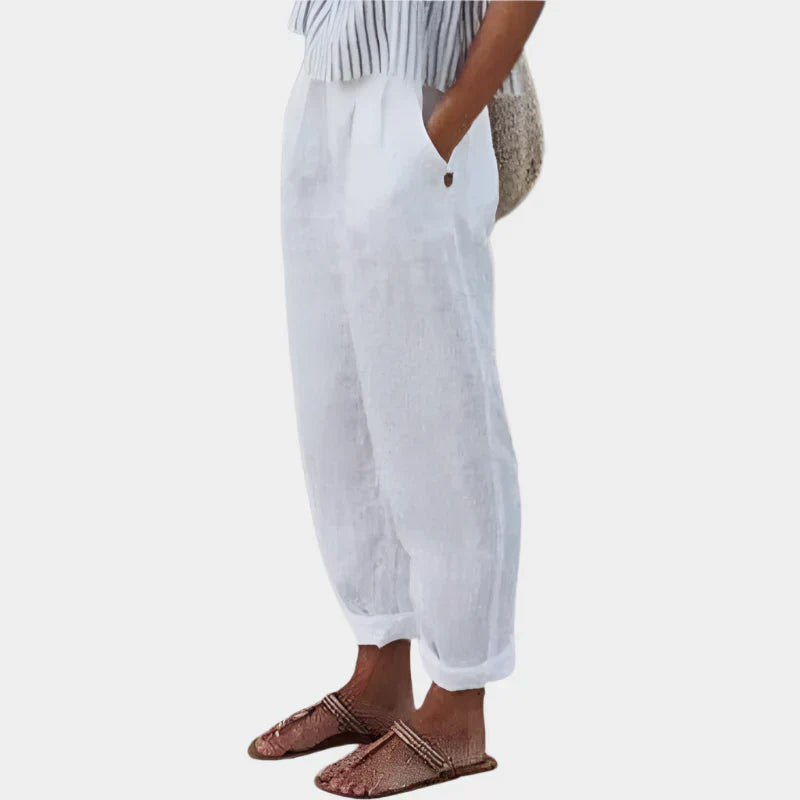 Pantaloni Eleganți din In Anna cu Buzunare Ultra-Ușori