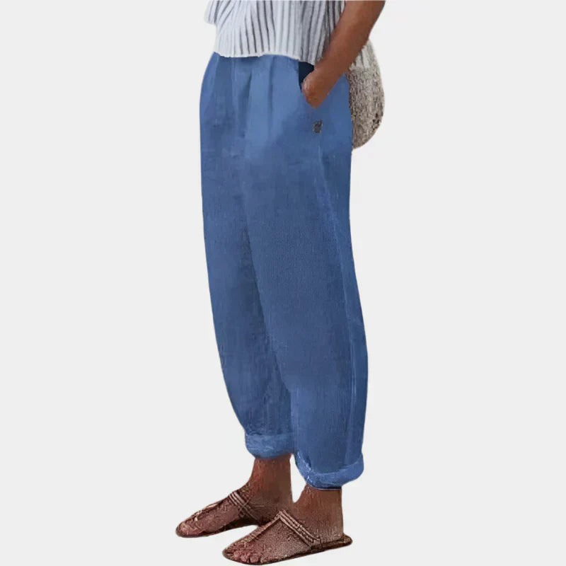 Pantaloni Eleganți din In Anna cu Buzunare Ultra-Ușori
