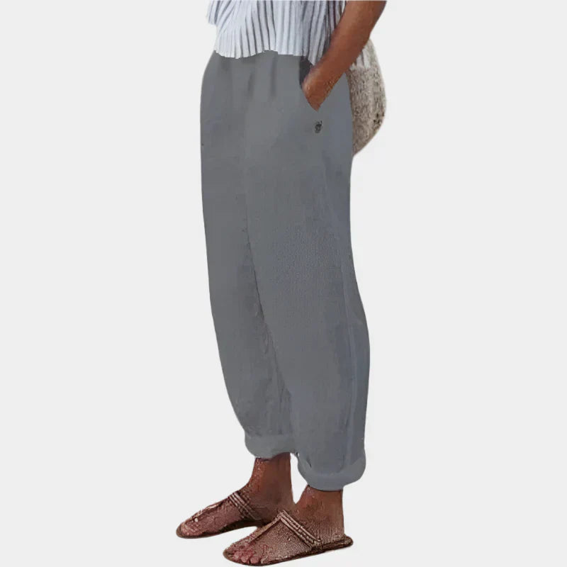 Pantaloni Eleganți din In Anna cu Buzunare Ultra-Ușori