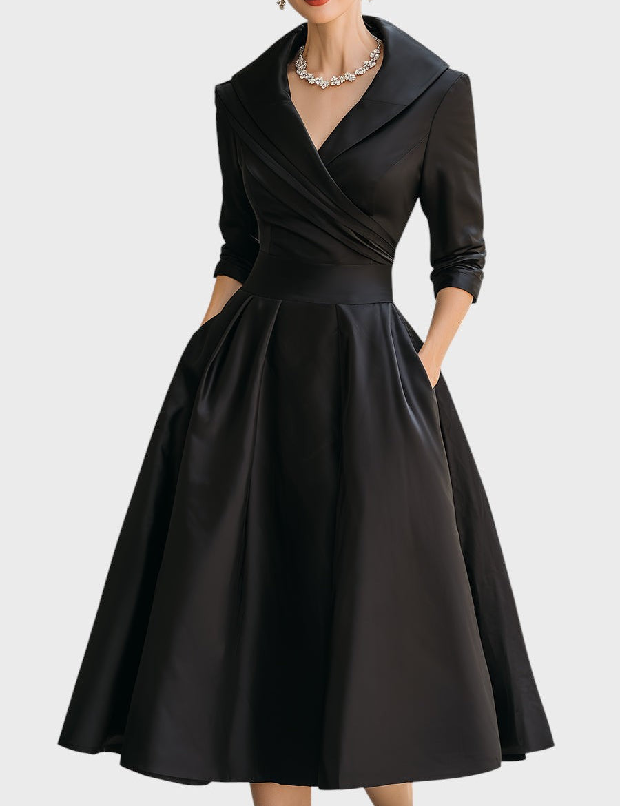 Rochie midi elegantă cu mânecă lungă