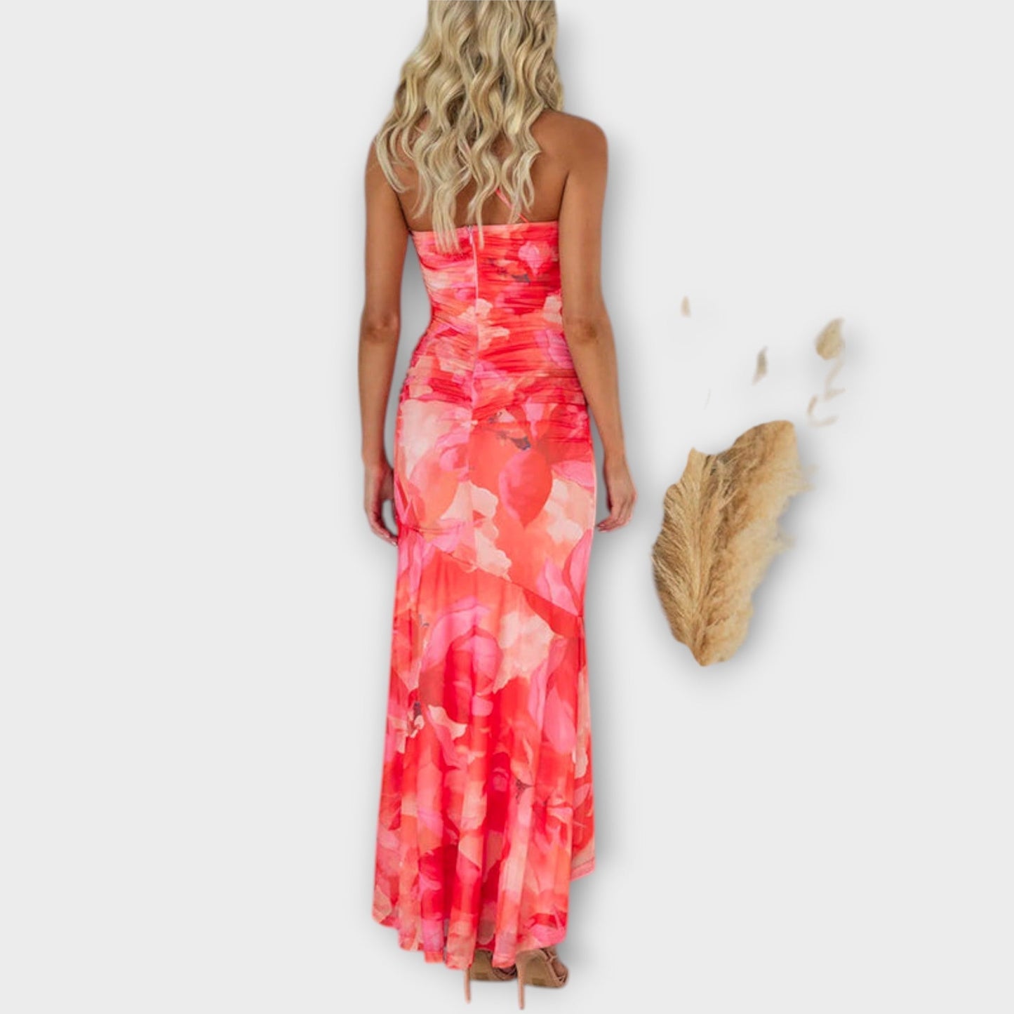 Rochie maxi cu drapaj asimetric