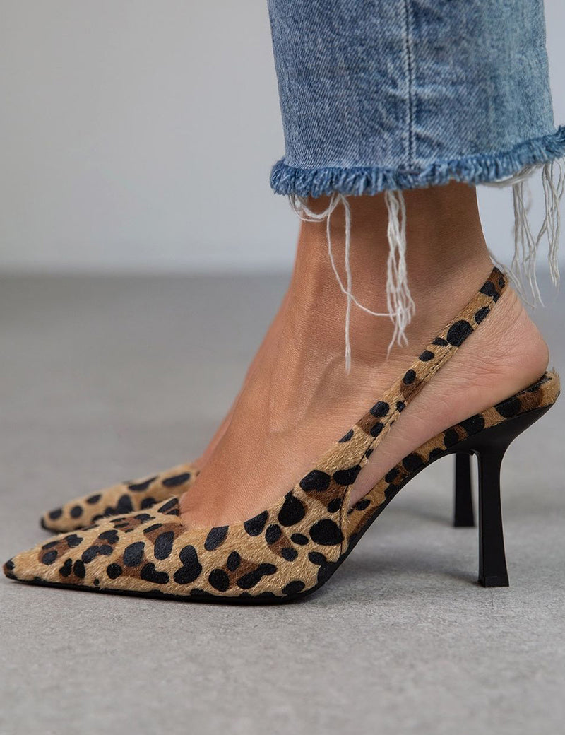 Liorina - Pantofi cu toc Khaki cu model leopard