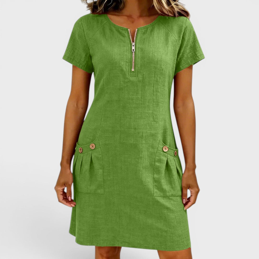Helena - Rochie din bumbac cu fermoar