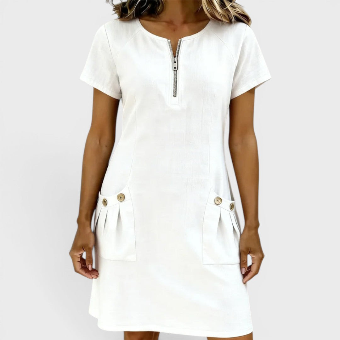 Helena - Rochie din bumbac cu fermoar