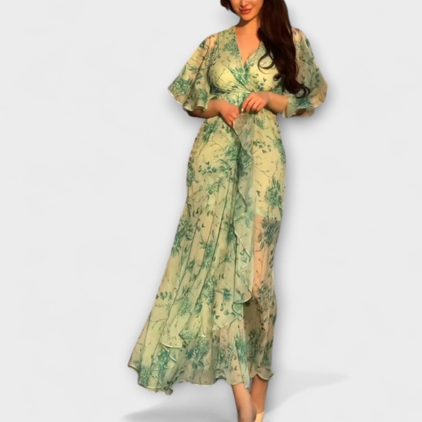 Rochie florală elegantă cu decolteu în V