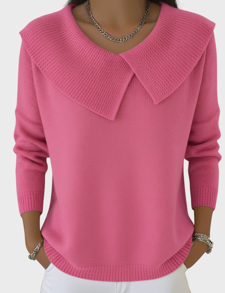 Barbora | Pulover Tricotat Elegant cu un Guler Distinctiv