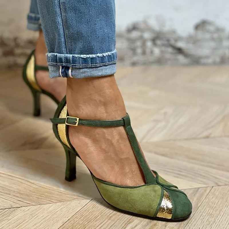 Taviana - Pantofi cu toc patchwork