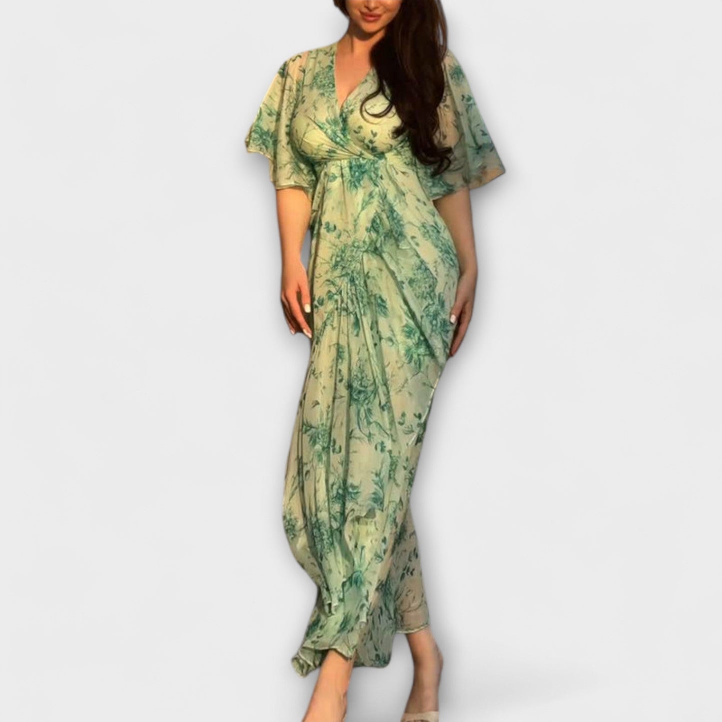 Rochie florală elegantă cu decolteu în V