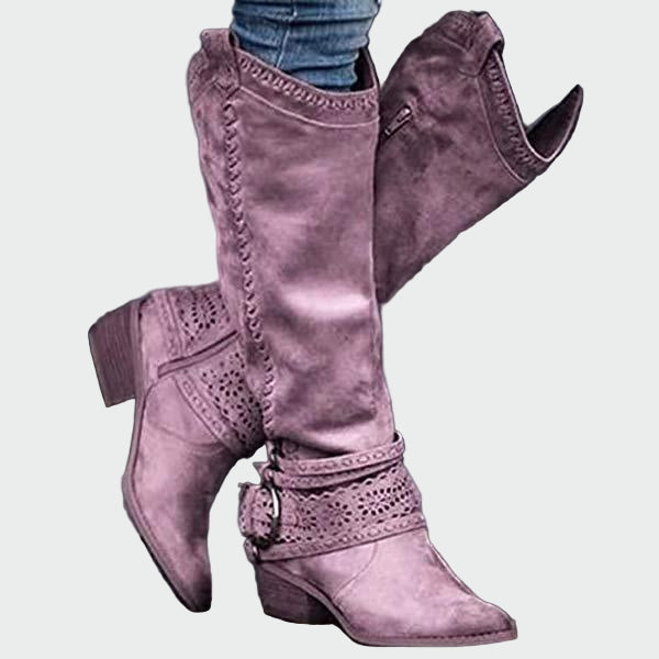 Botine cowboy din piele retro