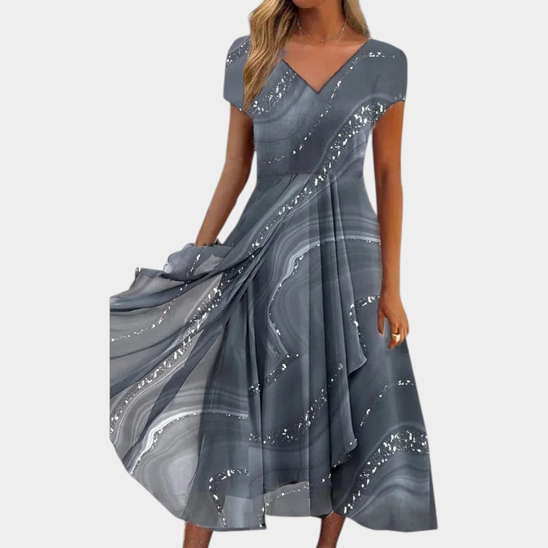 Tereza – Rochie midi elegantă cu decolteu în V