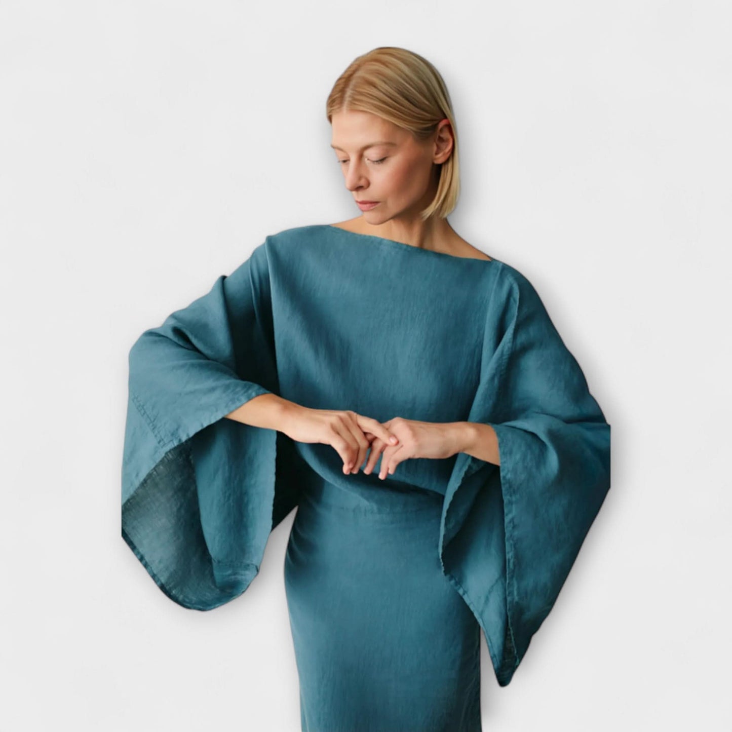 Rochie kimono din in și bumbac