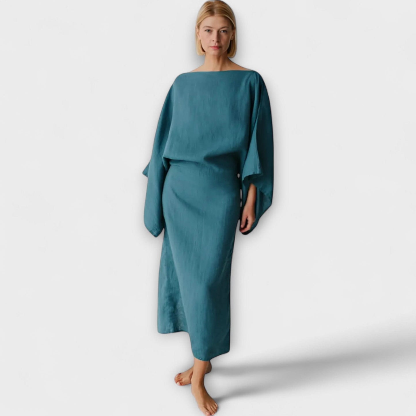 Rochie kimono din in și bumbac