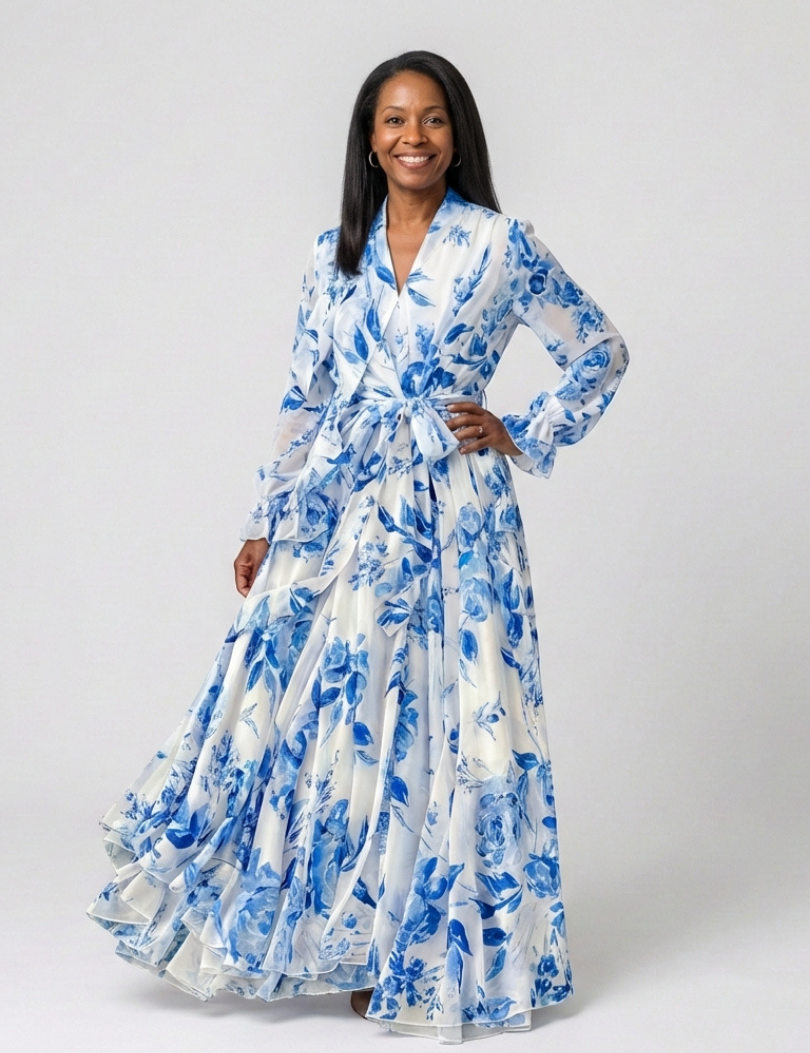 Manon | Rochie maxi cu mâneci lungi florală