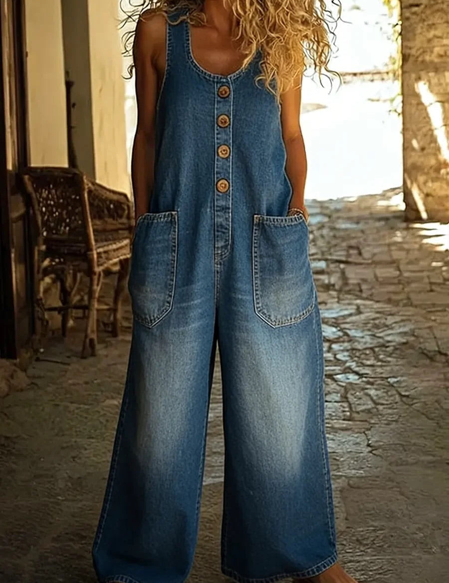 Ruth | Salopetă din Denim Vintage Spălat din Bumbac
