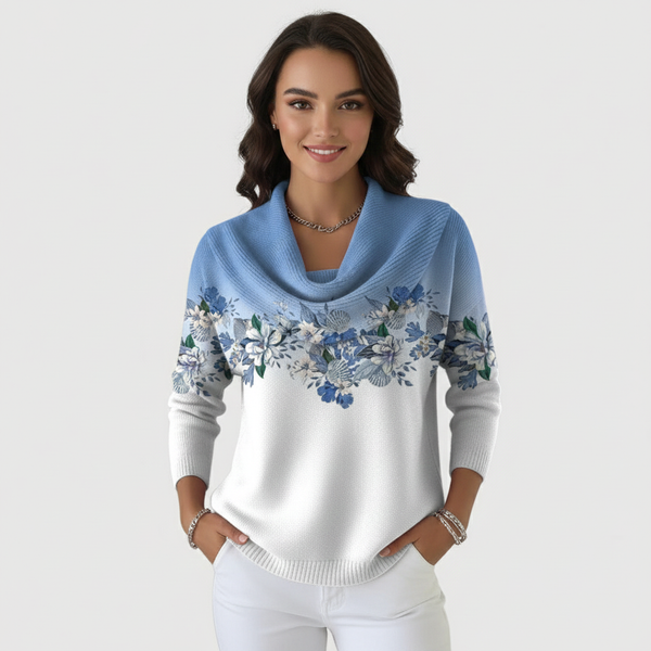 Anežka | Pulover cu Model Floral și Decolteu Moale