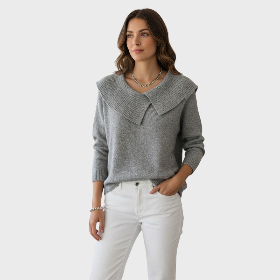 Barbora | Pulover Tricotat Elegant cu un Guler Distinctiv