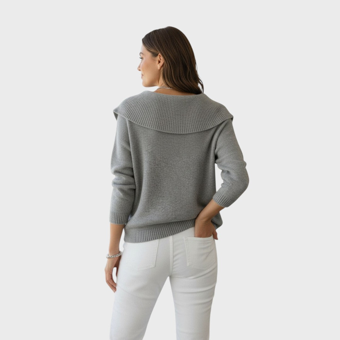 Barbora | Pulover Tricotat Elegant cu un Guler Distinctiv