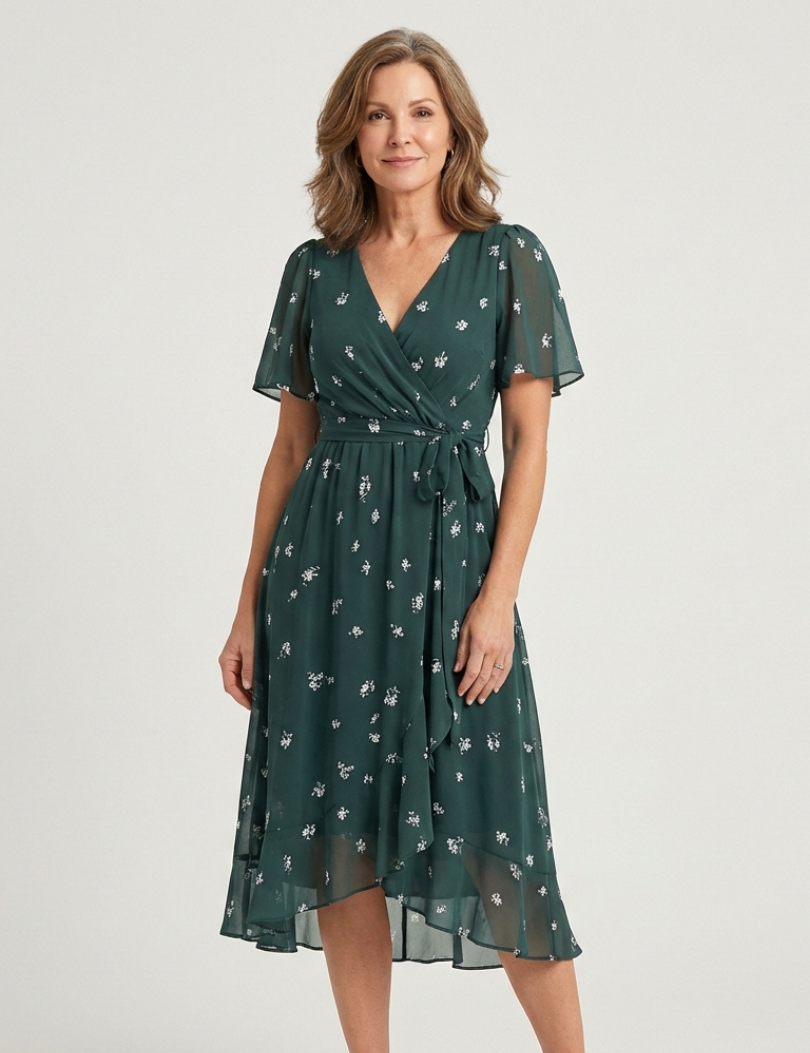 Chloé | Rochie Midi cu Model Abstract