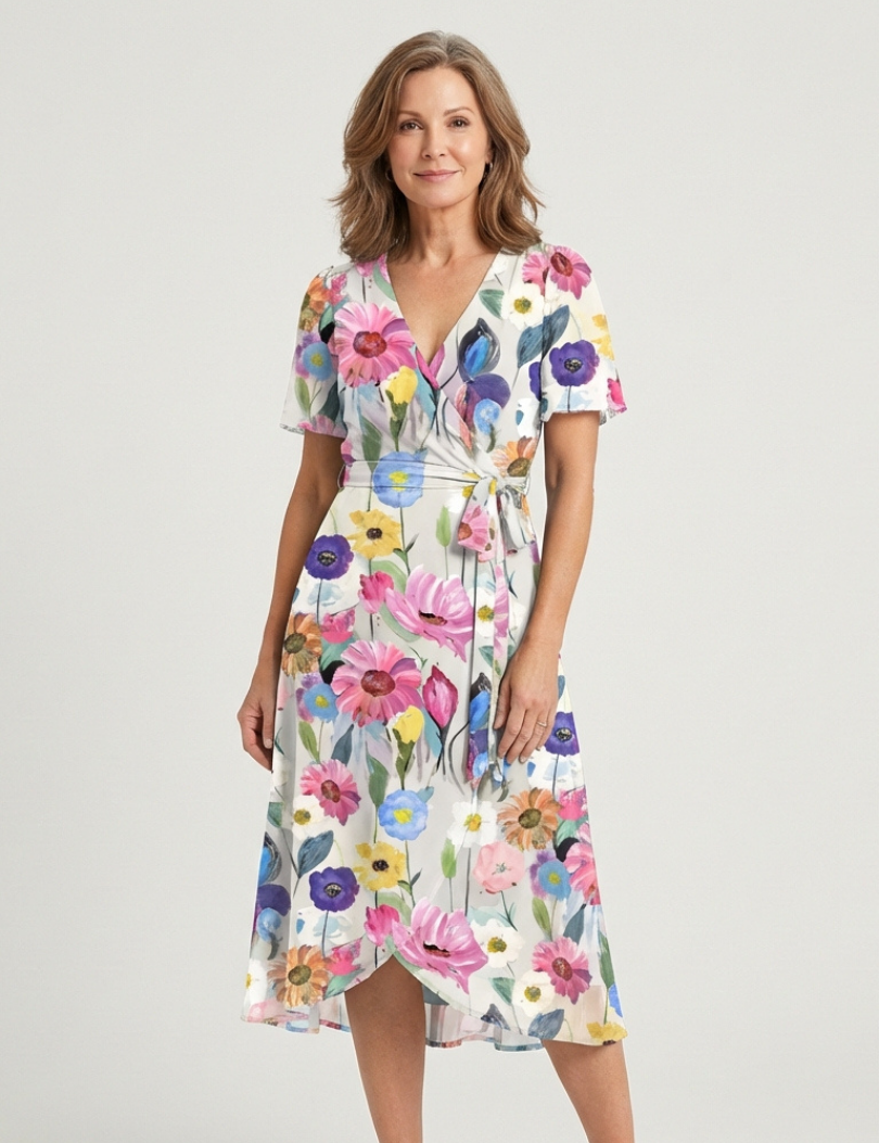 Chloé | Rochie Midi cu Model Abstract
